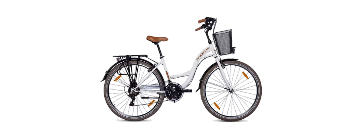 Vélo de ville adulte blanc avec panier